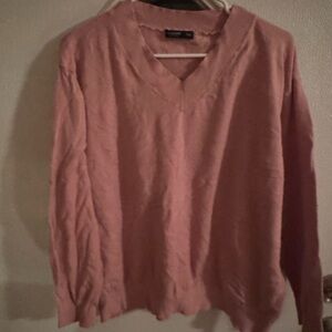 SHEIN Pink V-Neck Sweater